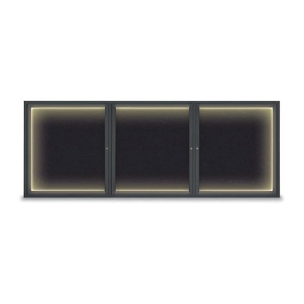 Corkboard, Lighted, Blk, Rubber, 3 Dr, 96x36"
