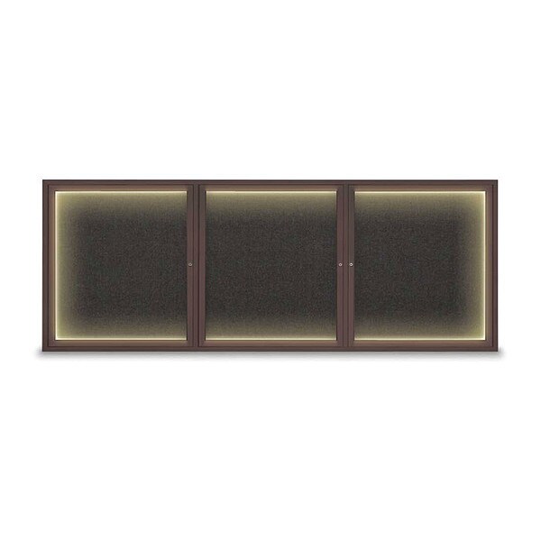 Corkboard, Lght, Fbrc, Brnz/Blk, 3 Dr, 96x36"
