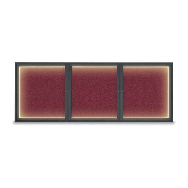 Corkboard, Lght, Fbrc, Blk/Burg, 3 Dr, 96x36"