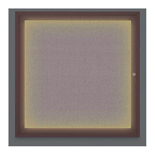 Corkboard, Lighted, Fabrc, Brnz, 1 Dr, 36x36"