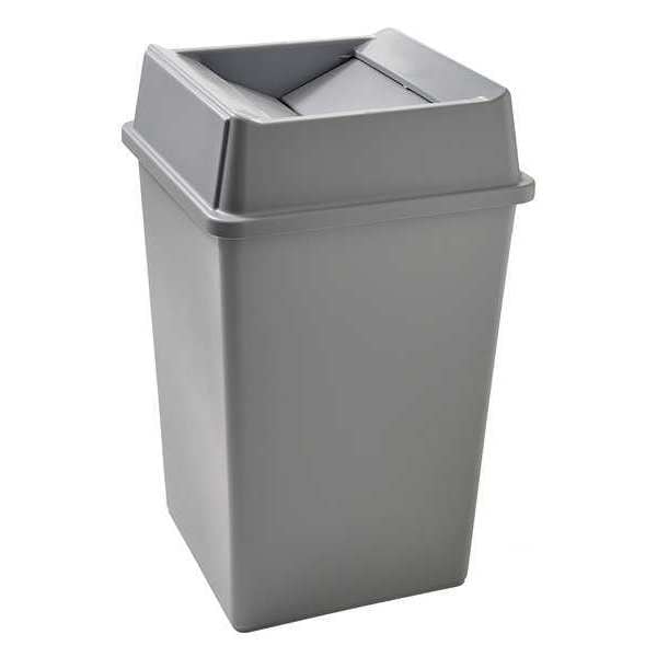 Slim Jim 35 gal Square Slim-Profile Plastic Can, Gray, None, LLDPE, 19 1/2 in