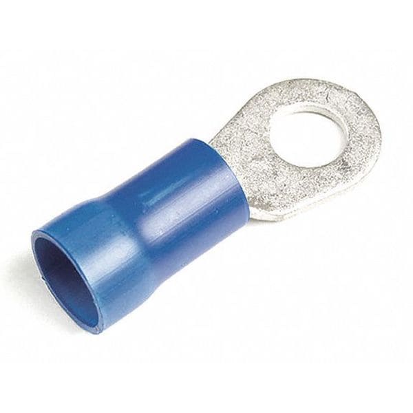 Ring Terminal, 1/2 in Stud Size, 6 AWG, 600 V, Vinyl Insulated, 25 PK