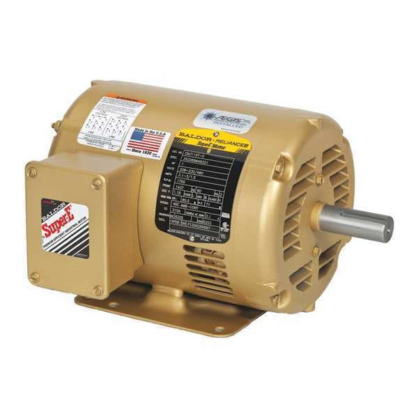 Three-Phase AC Induction Motor, 1 1/2 HP, 56 Frame, 230V AC, 460V AC Voltage, 1,750 Nameplate RPM