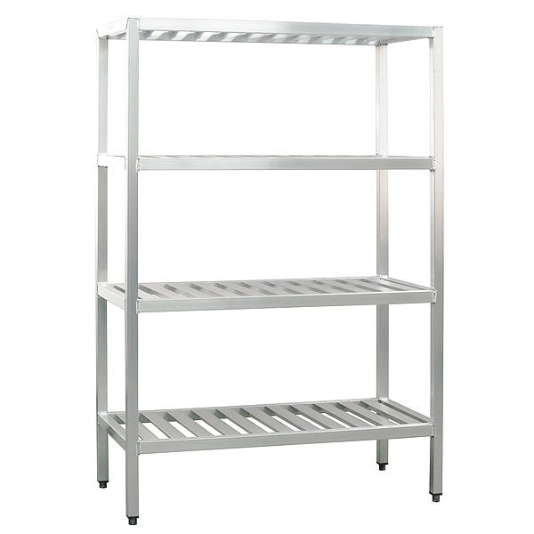 Metal Shelving Unit, 20"D x 36"W x 72"H, 4 Shelves, Aluminum, Height: 72"
