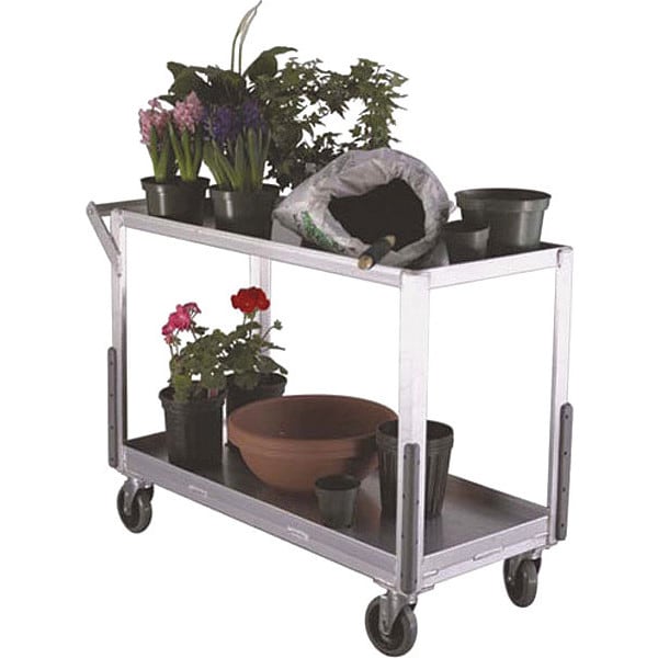 Cart, Floral, 2-Shelf, 17" x 40", Aluminum, 2 Shelves, 45" L, 18-5/8" W, 32" H