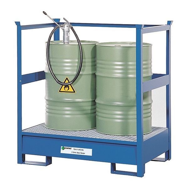 Steel Stacker, 2 Drum, 54x34x55", 66 gal Spill Capacity, 2 Drums, 1,200 lb Load Capacity