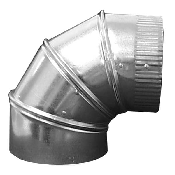 Round 90 Degree Elbow, 9 in Duct Dia, Galvanized Steel, 26 ga GA, 11 in W, 13" L, 11 in H