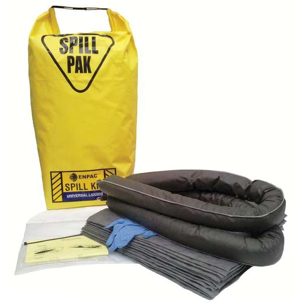 Vehicle Spill Kit, 5 gal Volume Absorbed per Kit, 5 gal Capacity, Bag, Yellow, 18