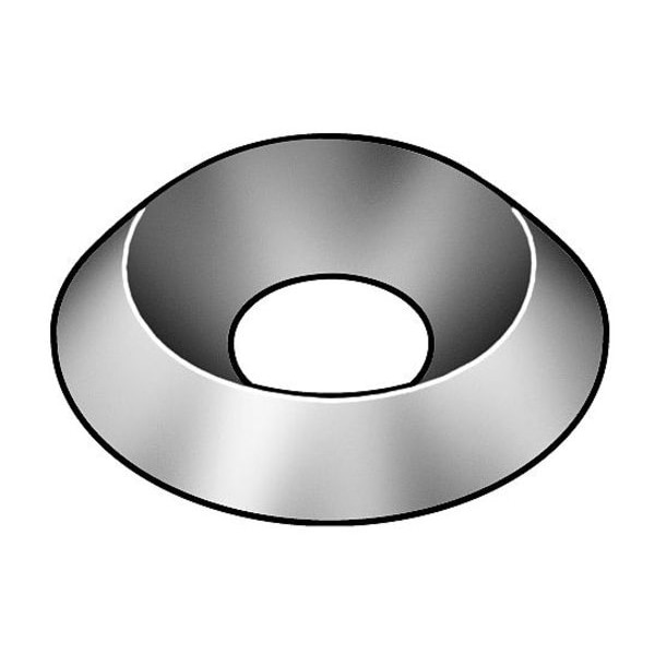 Countersunk Washer, Fits Bolt Size 1/4" , Steel Nickel Plated Finish, 100 PK