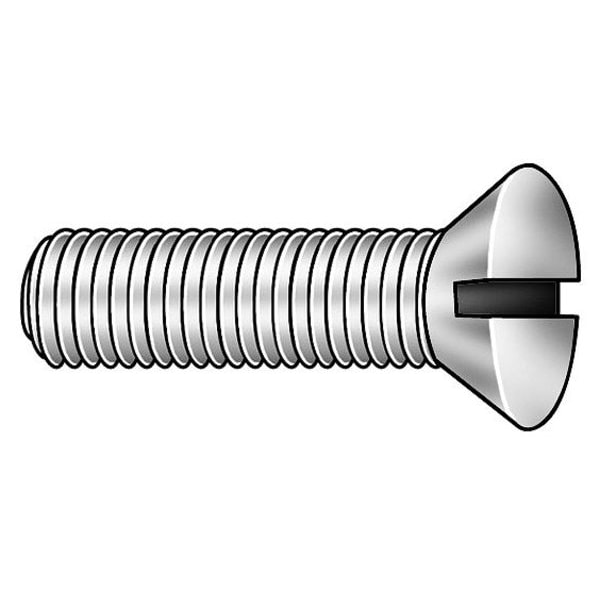 #10-32 x 5/8 in Slotted Flat Machine Screw, Zinc Plated Steel, 100 PK