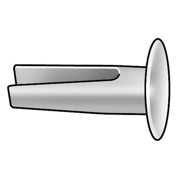 Split Rivet, Truss Head, 9/64 in Dia., 1/2 in L, Steel Body, 100 PK