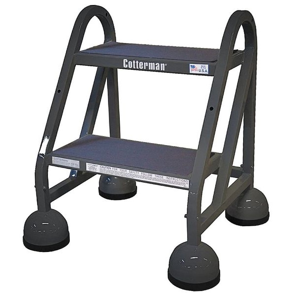 Rolling Step, 2 Steps, 22 in Overall Height, Steel, Black