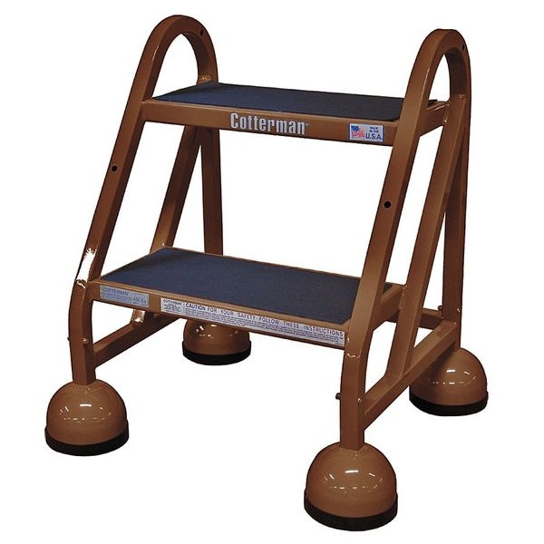 Rolling Step, 2 Steps, 22 in Overall Height, Steel, Brown