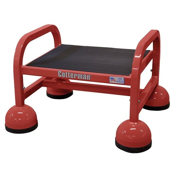 Rolling Platform, 1 Steps, 13 in Overall Height, Steel, Red