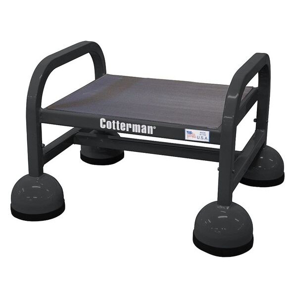 Rolling Platform, 1 Steps, 13 in Overall Height, Steel, Black