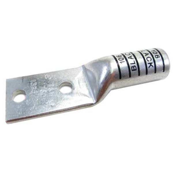 Two-Hole Compression Lug, 750 kcmil Max, 1/2 in Stud, Long Barrel, Copper, Black