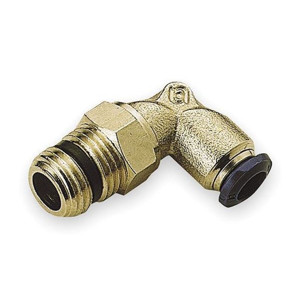 Push-Fit Elbow Fitting, 3/8 in Tube Size, Brass, Silver, 10 PK