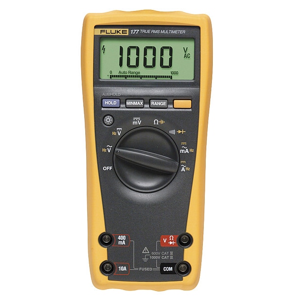 Digital Multimeter, 1,000 V Max DC, 0 V Max AC, TRMS, 6,000 Instrument Counts, Backlit LCD