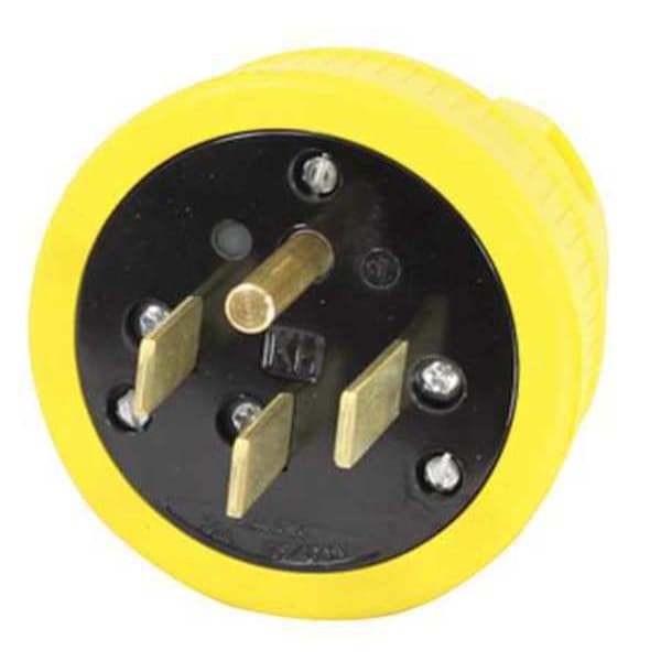 Straight Blade Plug, 14-50P, 50 A, 125/250V AC, 3 Pole, Screw Terminals, Grounded