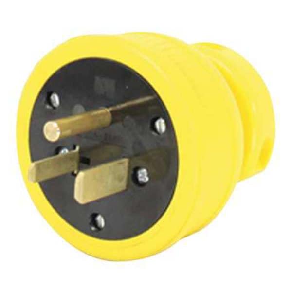 Straight Blade Plug, 6-50P, 50 A, 250V AC, 2 Pole, Screw Terminals, Grounded