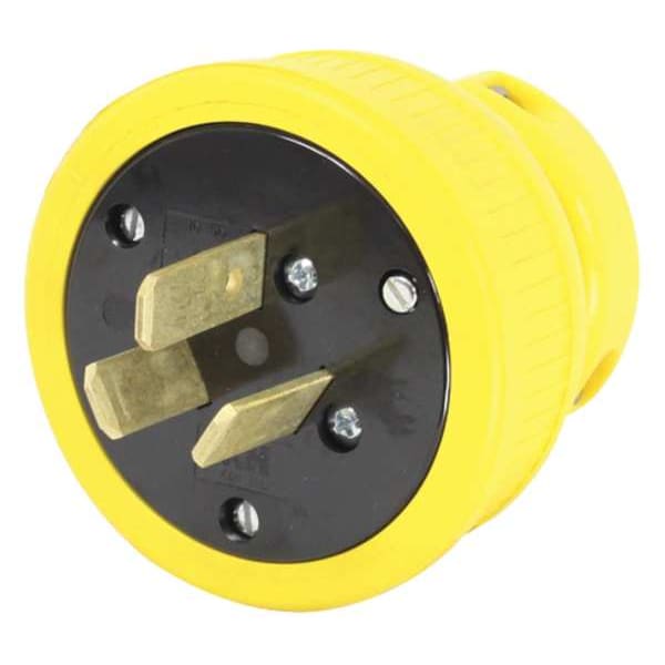 Straight Blade Plug, 10-50P, 50 A, 125/250V AC, 3 Pole, Screw Terminals, Non-Grounded