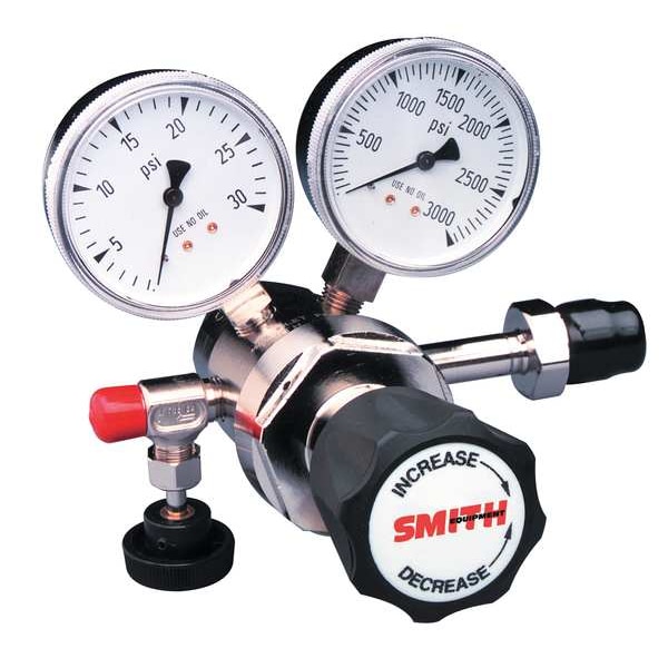 High Purity Gas Regulator, Carbon Dioxide, Two Stage, 0.825"-14 Inlet, 1/4 in Outlet, 250 psi