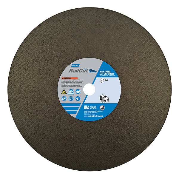 Abrasive Cut-Off Wheel, Type 1, 16 in Dia, 0.125 in Thick, 1 in Arbor Hole Size, Zirconia Alumina