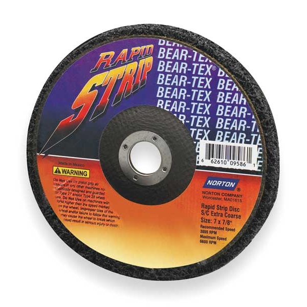 Non-Woven Depressed Center Disc, Type 27, 7 in Dia, 1/2 in Thick, 7/8 in Arbor Hole Size