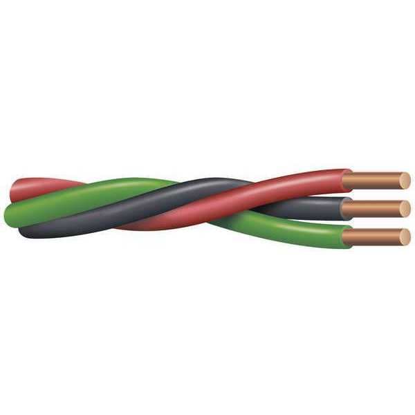 Portable Cord, THW, 10 AWG, 2 with Insulated CU Ground C, Black, PVC, Solid, 600V, 500 ft