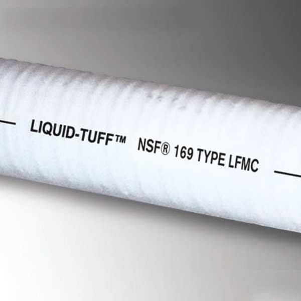 Liquid-Tight Flex Metal Conduit, 1 in Trade Size, 100 ft, 3-3/4 in Bend, Steel, White