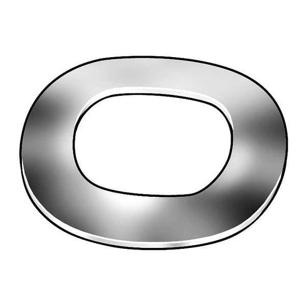 Wave Washer, Fits Bolt Size 1/2 in Stainless Steel, Plain Finish, 2500 PK