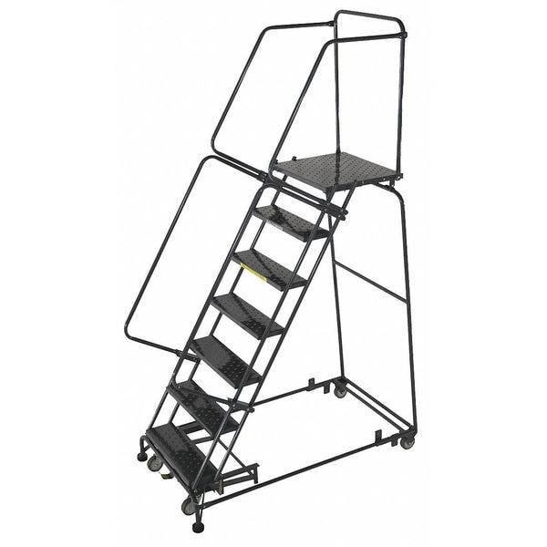 103 in H Steel Rolling Ladder, 7 Steps, 450 lb Load Capacity
