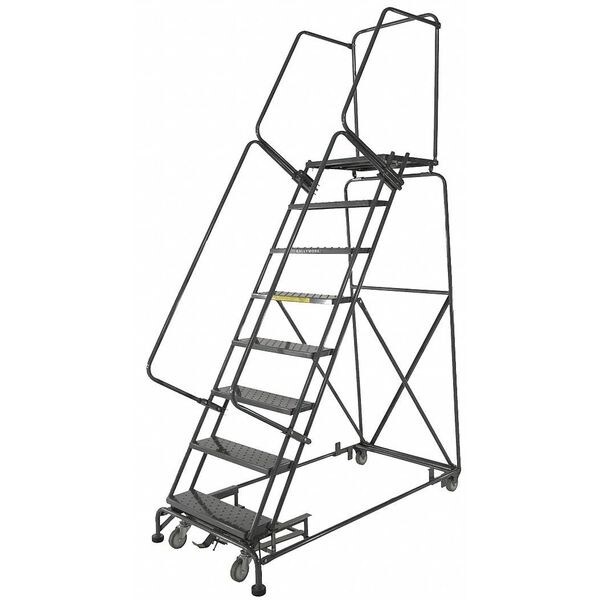 113 in H Steel Rolling Ladder, 8 Steps, 450 lb Load Capacity