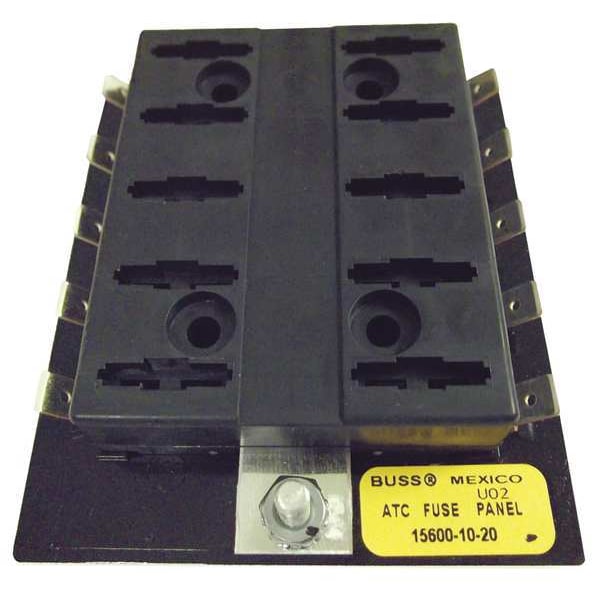 Fuse Panel, 0 to 30A Amp Range, 32V DC Volt Rating, 10 Poles, Quick Connect, Automotive Fuse Type