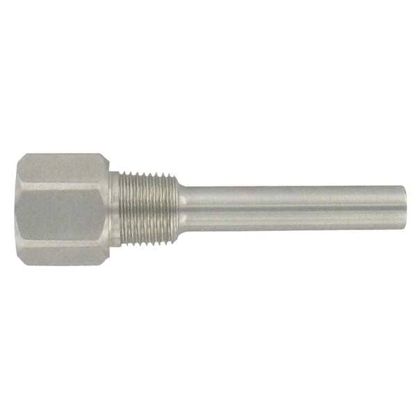 Thermowell, 9" length, 1/4" NPT internal connection, 1/2" NPT external connection, 304SS.