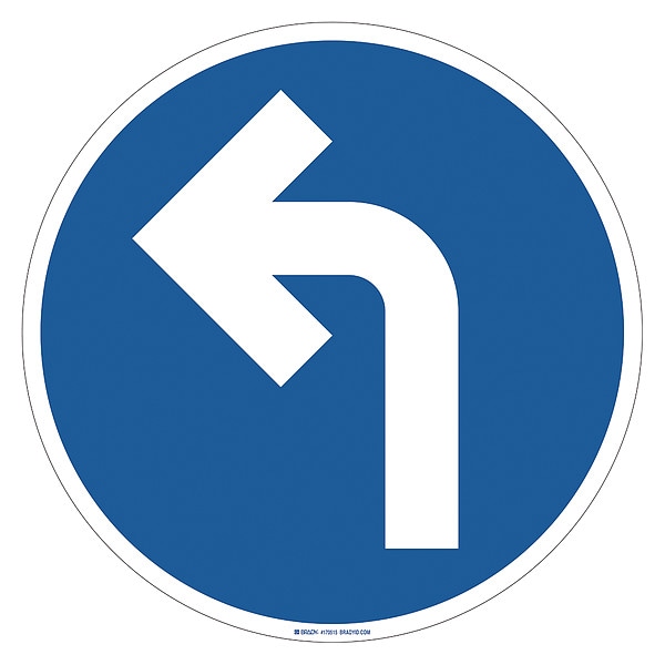 Left Arrow Floor Marker, 17 in H, 17 in W, Vinyl, Circle, No Text, FS-17-733