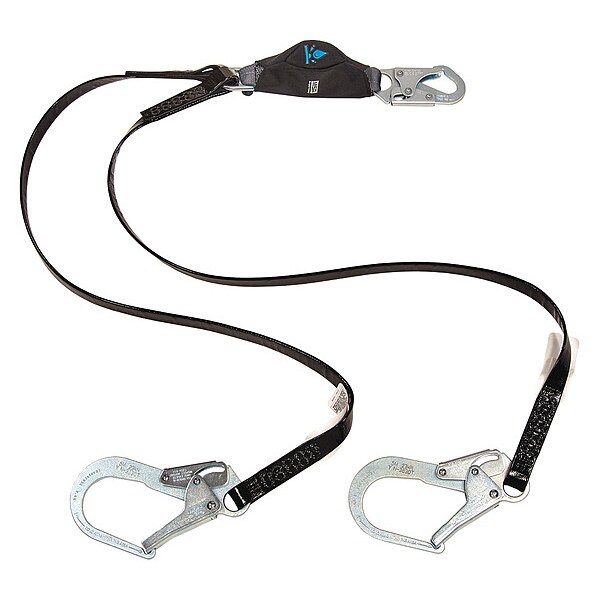 V-SERIES(TM) Anti-Corrosion Shock-Absorbing Lanyard, Snap Hook, Aluminum, 2 Leg(s)