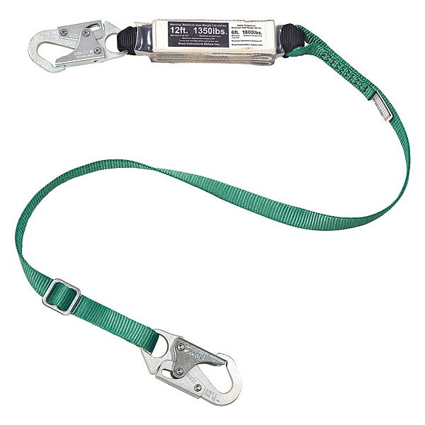 V-SERIES(TM) Shock-Absorbing Lanyard, Snap Hook, Aluminum, 1 Leg(s), 310 lb Weight Capacity