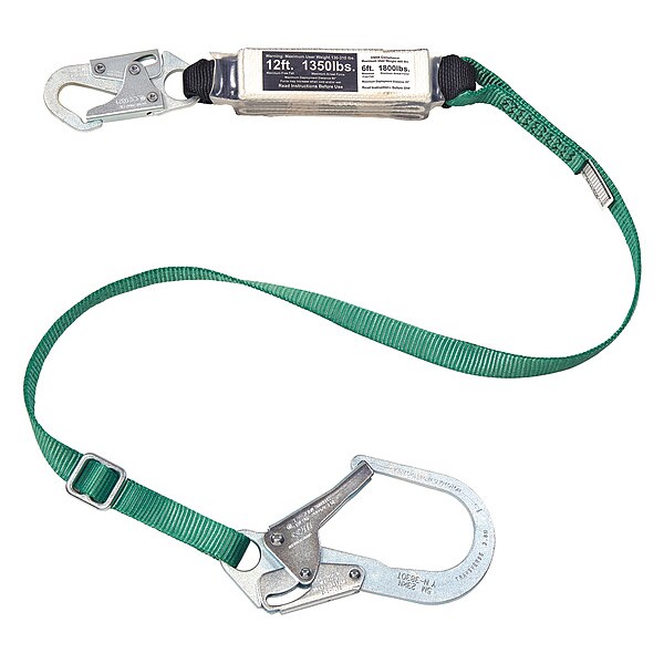 V-SERIES(TM) Shock-Absorbing Lanyard, Snap Hook, Aluminum, 1 Leg(s), 310 lb Weight Capacity
