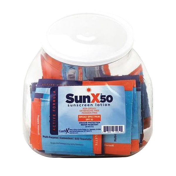 Sunscreen, 0.25 oz, Packet, 50 SPF, PK50
