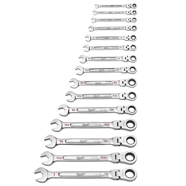 15 pc. SAE Flex Head Ratcheting Combination Wrench Set