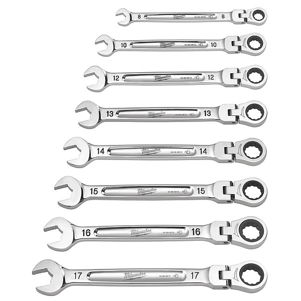7 pc. Metric Flex Head Ratcheting Combination Wrench