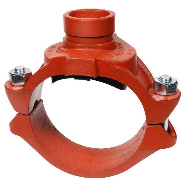 Clamp-T w/Grooved Branch, 8x2, Iron, 500psi