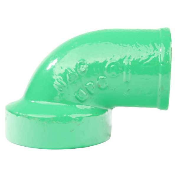 90 Degrees  Tapped Bend Tapped 1/4 Bend, 2" Pipe, Female Socket, Cast Iron, 0 psi