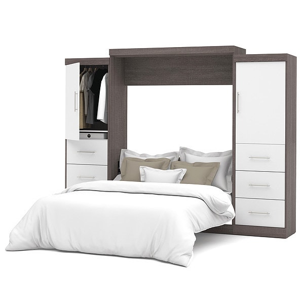 Queen Wall Bed, Bark Gray/White, 115"
