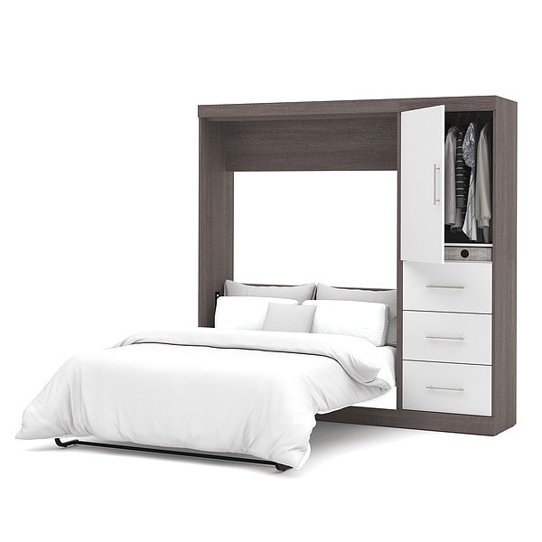 Full Wall Bed, Bark Gray/White, 84"