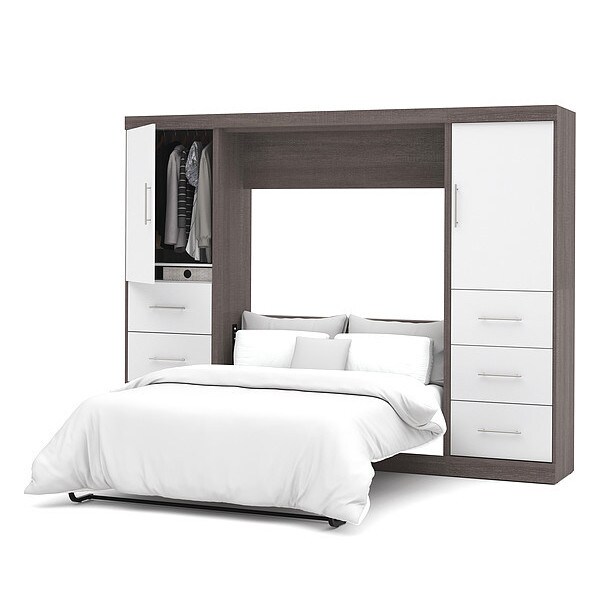 Full Wall Bed, Bark Gray/White, 109"