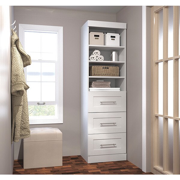 Storage Unit, w/3 Drawer Set, Wht, 25"
