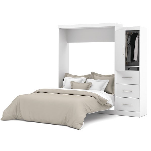 Queen Wall Bed Kit, Nebula, 3Drawr, Wht, 90"