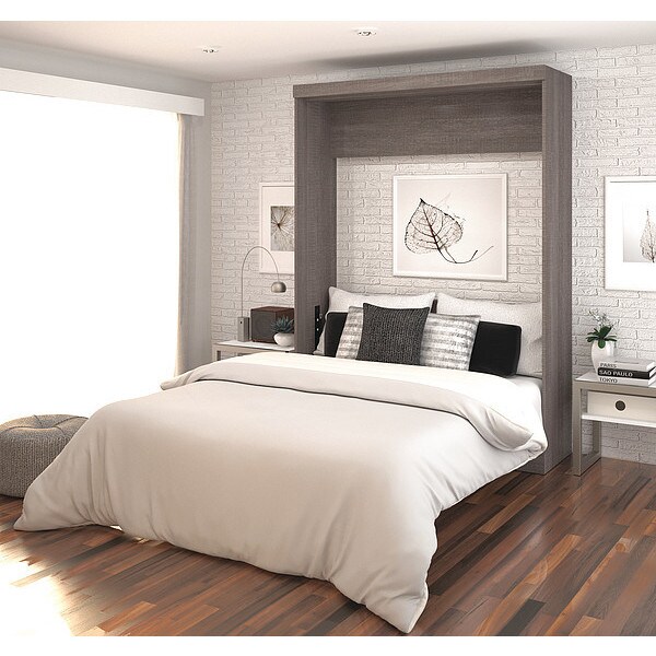 Queen Wall Bed, Nebula, Bark Gray/White